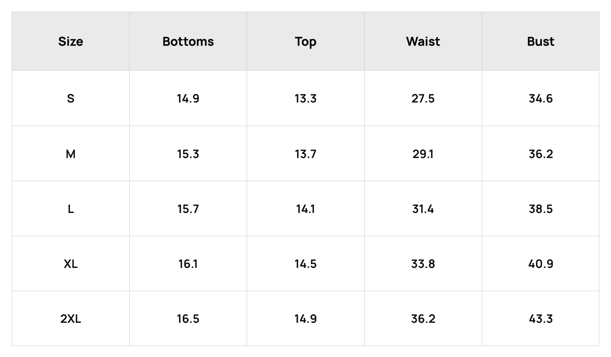 Size Chart