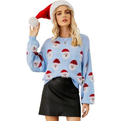 Cheerful Santa Knit Sweater For Holiday Celebrations-Cozy Knit Sets