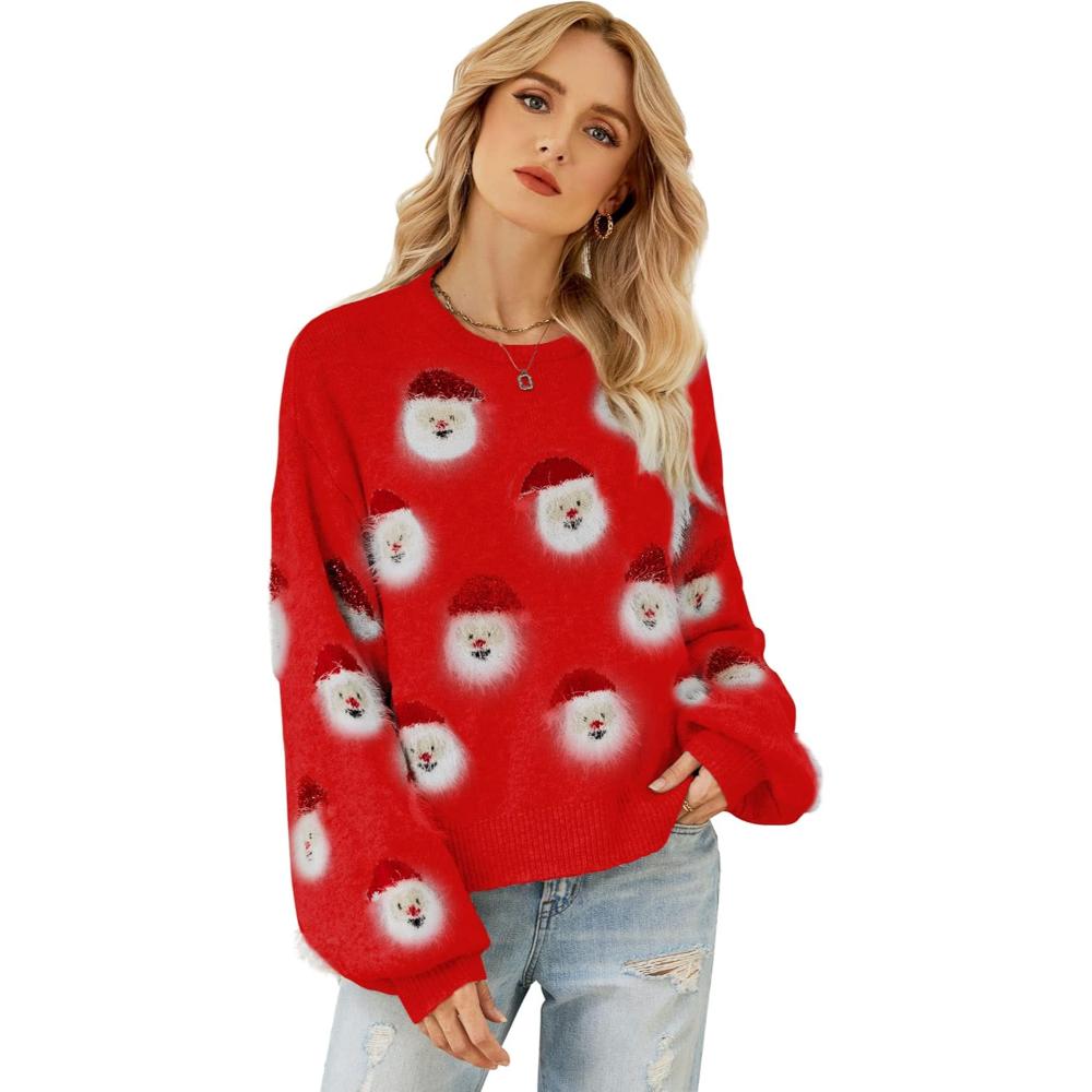 Cheerful Santa Knit Sweater For Holiday Celebrations-Cozy Knit Sets