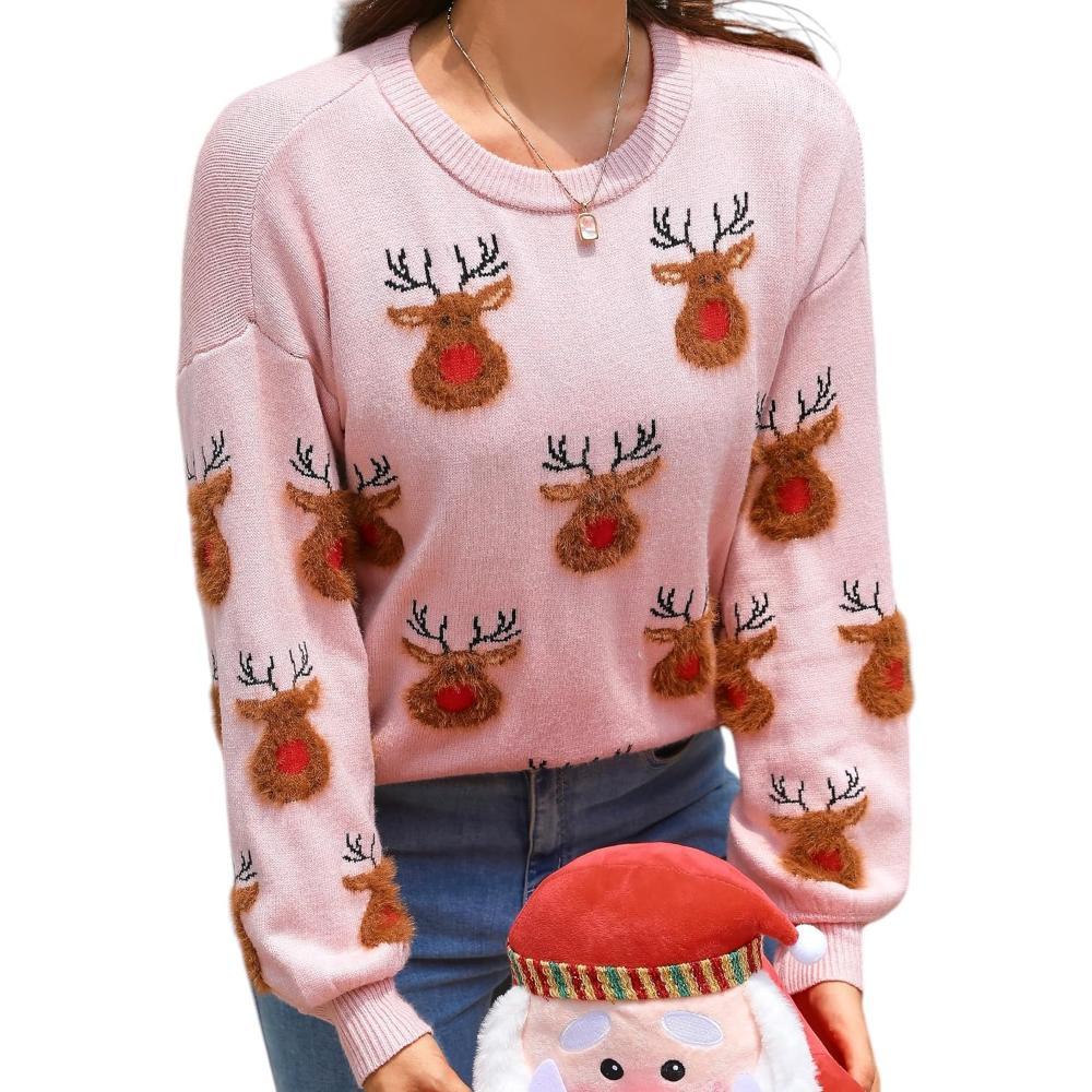 Cheerful Knitted Sweater With A Christmas Holiday Theme-Cozy Knit Sets