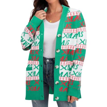 Christmas Cardigan With Snowflake And Festive Ornament Design-Cozy Knit Sets