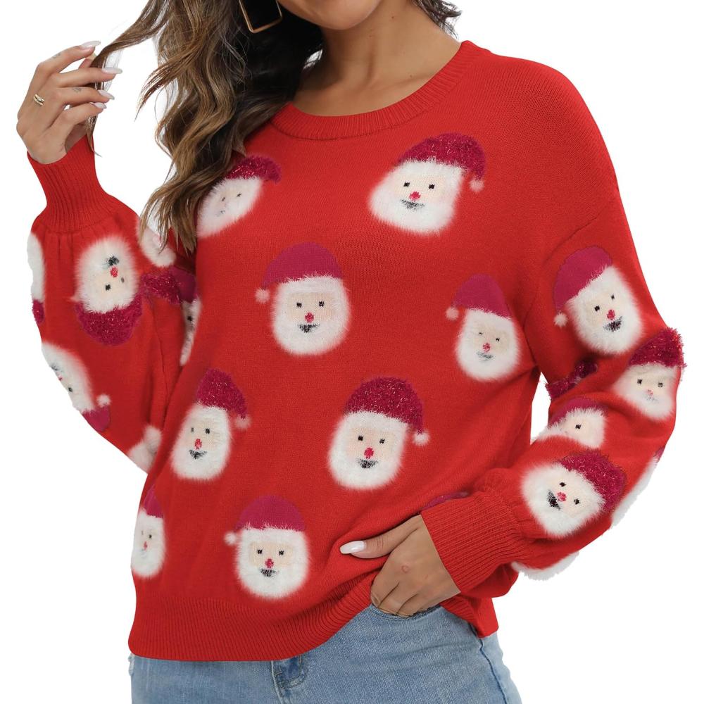 Cheerful Knitted Sweater With A Christmas Holiday Theme-Cozy Knit Sets