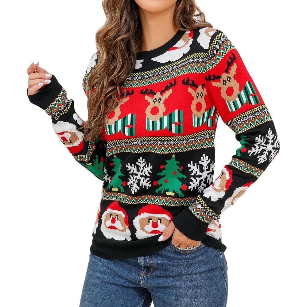Festive Christmas Sweater With Holiday Print-Cozy Knit Sets