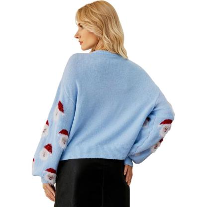 Cheerful Santa Knit Sweater For Holiday Celebrations-Cozy Knit Sets