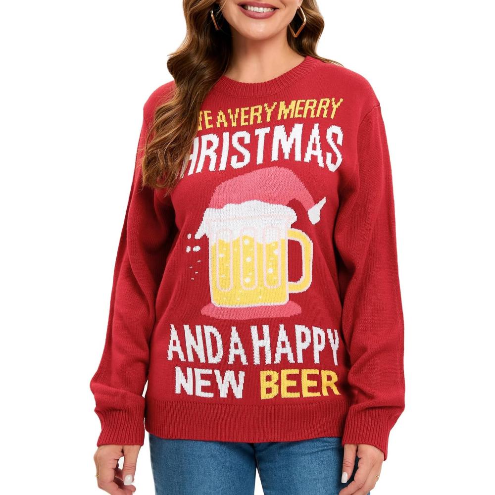 Festive Christmas Sweater With Holiday Print-Cozy Knit Sets