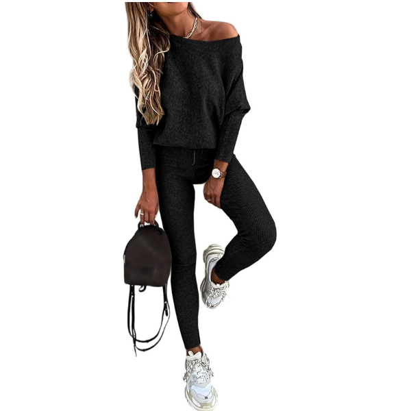 2 Piece Lounge Set With Long Sleeve Pullover And Drawstring Pants