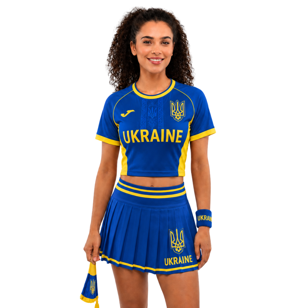 FIFA 2026 Ukraine Football Themed Two Piece Skirt Set For Women