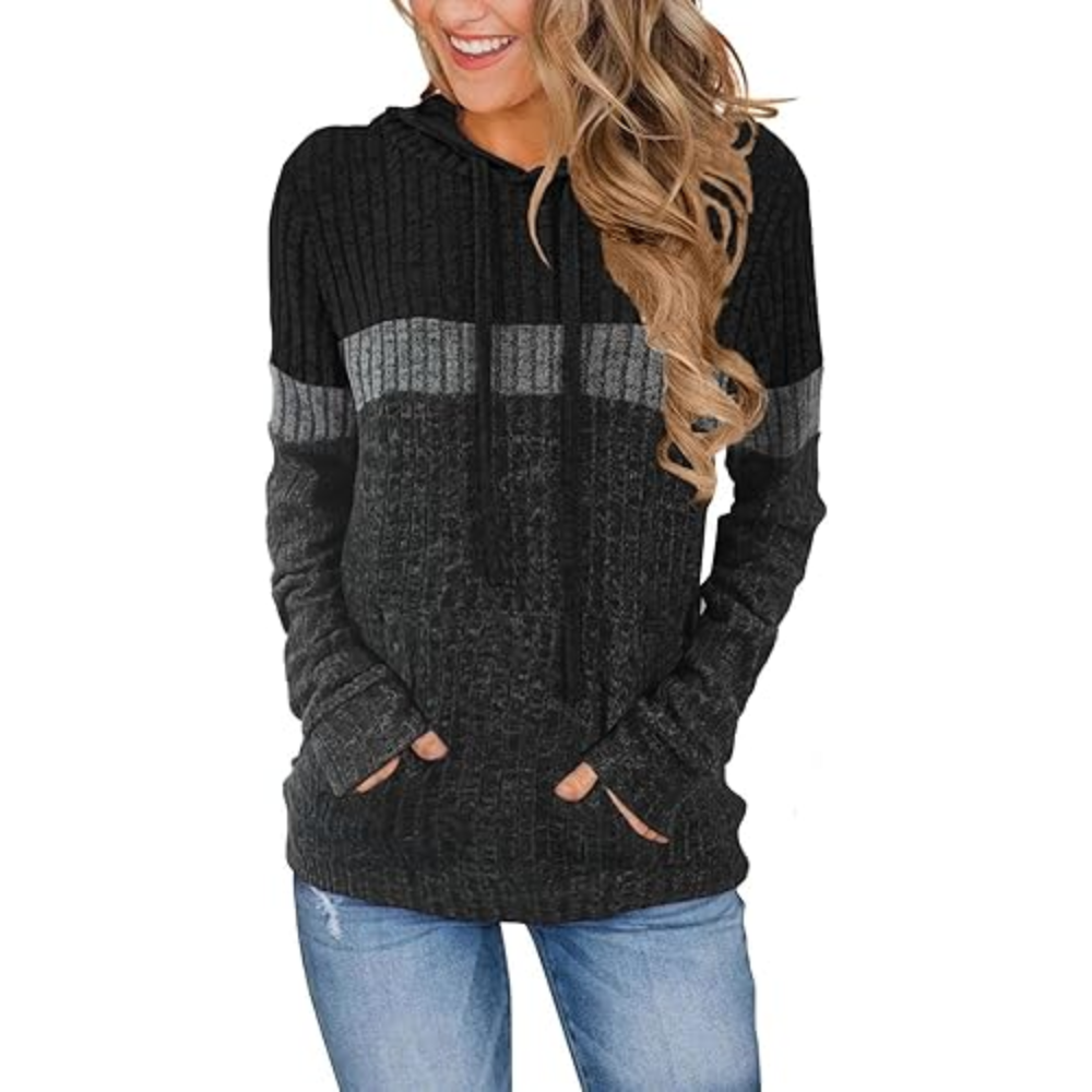 Women’s Color Block Knit Hoodie