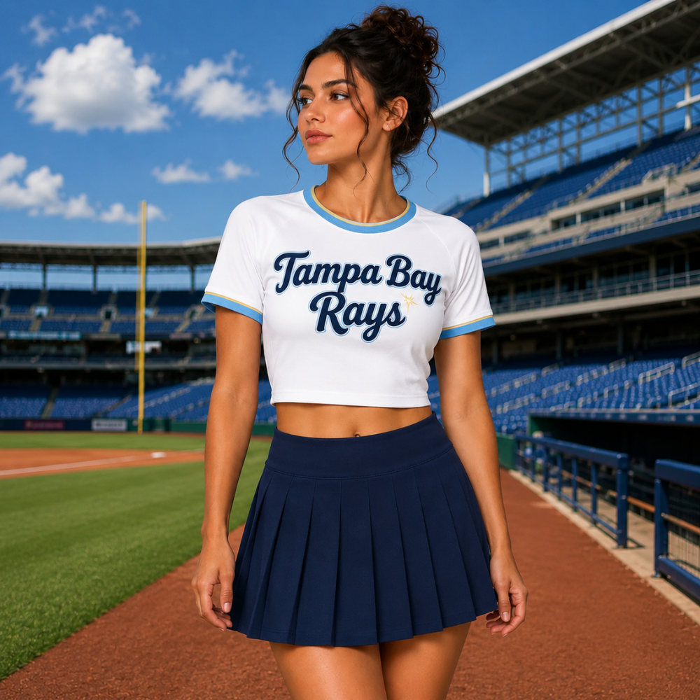 Tampa Bay Rays Baseball Team Printed Two Piece Top And Skirt Set For Women