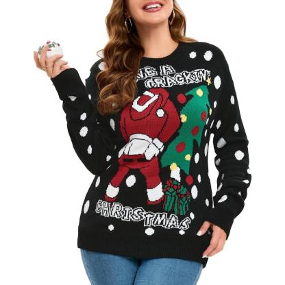 Festive Christmas Sweater With Holiday Print-Cozy Knit Sets