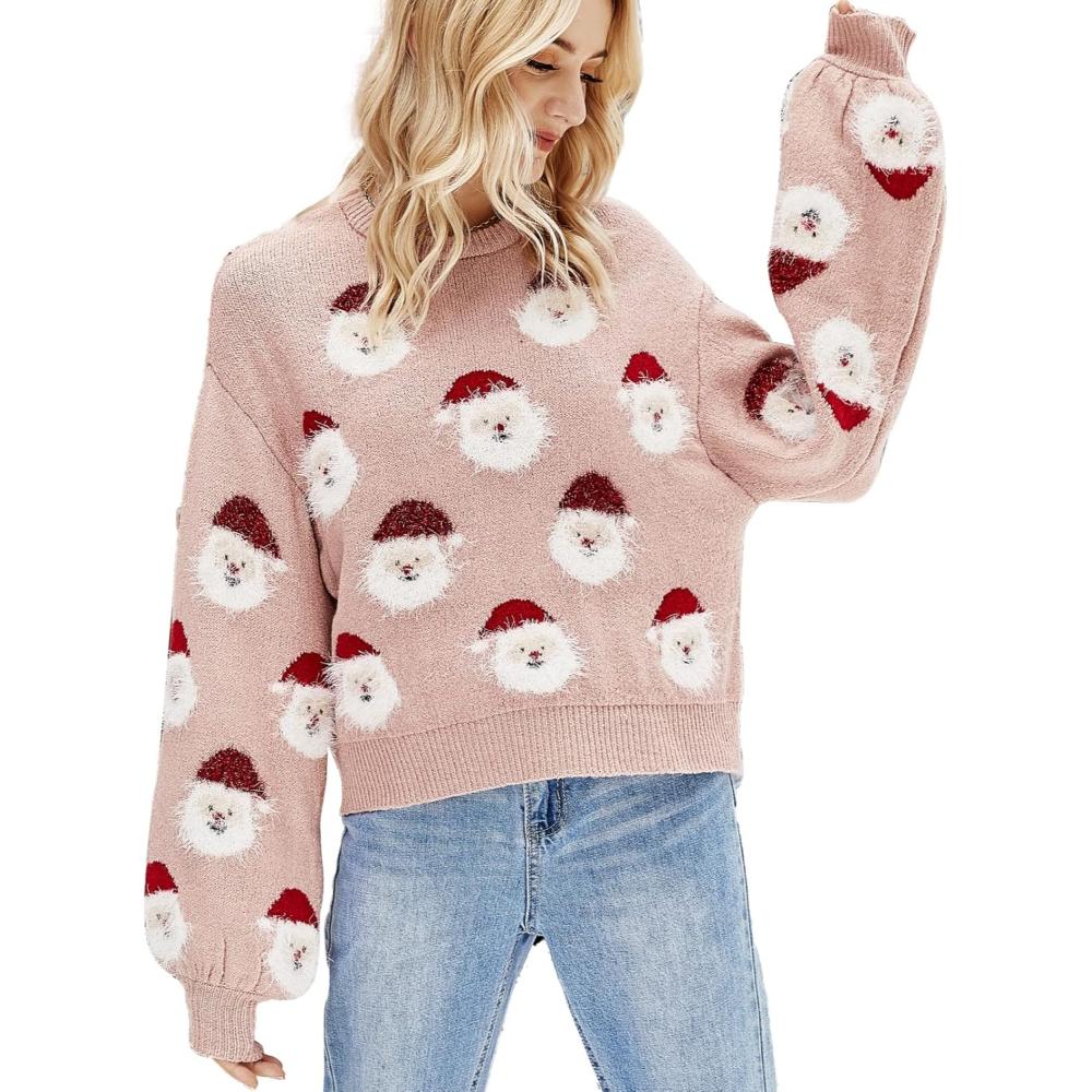 Cheerful Knitted Sweater With A Christmas Holiday Theme-Cozy Knit Sets