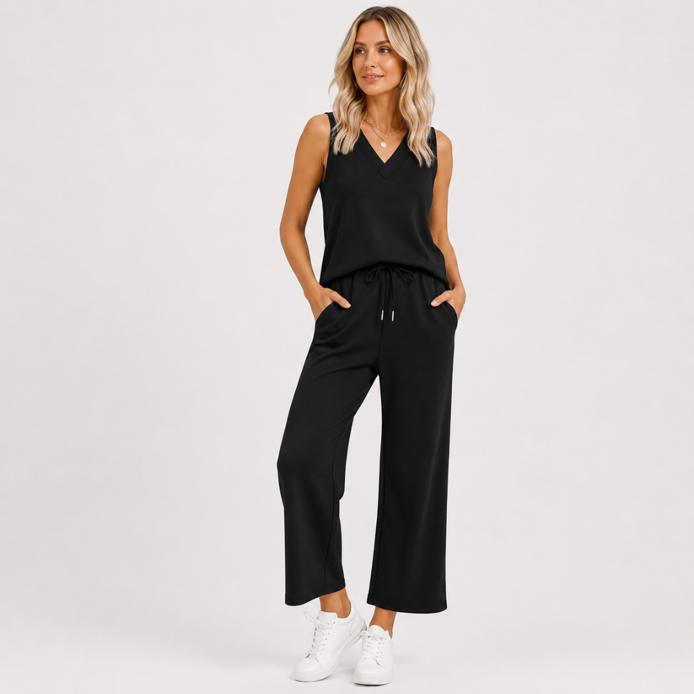 2 Piece Summer Outfits Matching Lounge Set Wide Leg Crop Pants For Women