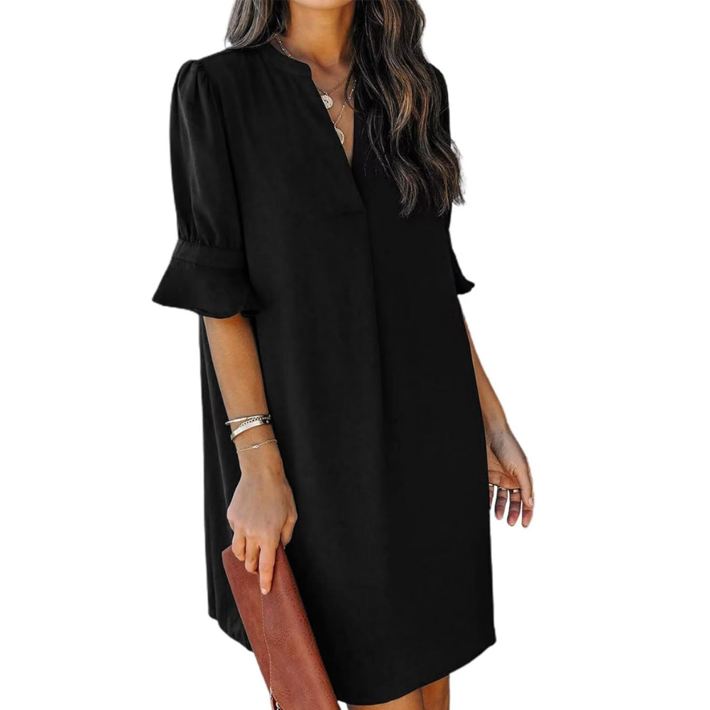 Summer Ruffle Short Sleeve Casual Shift Dress