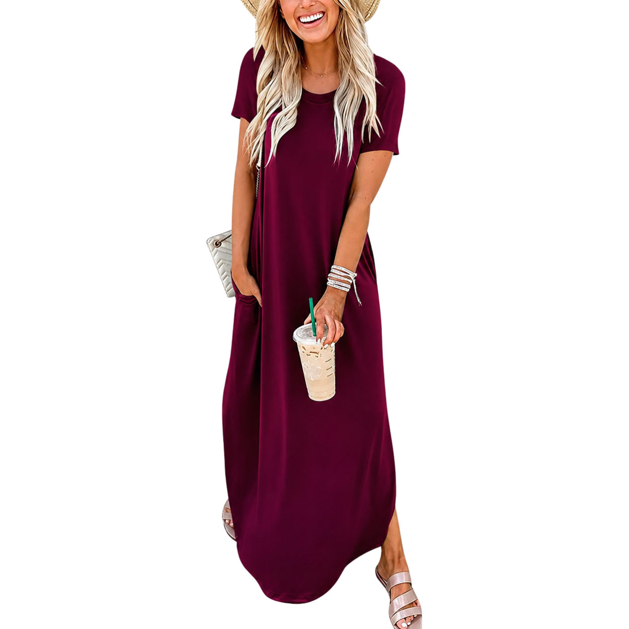 Casual Maxi Short Sleeve Sundress Dress For Women