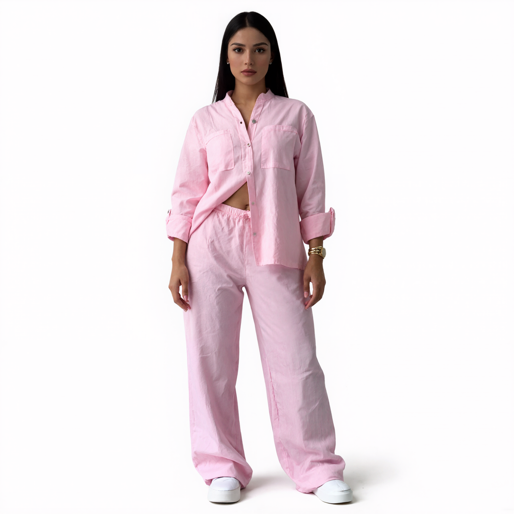 Women V Style Cotton and Linen Casual Suit