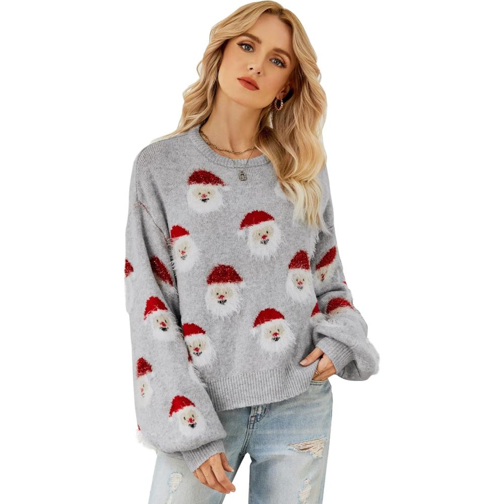 Cheerful Santa Knit Sweater For Holiday Celebrations-Cozy Knit Sets