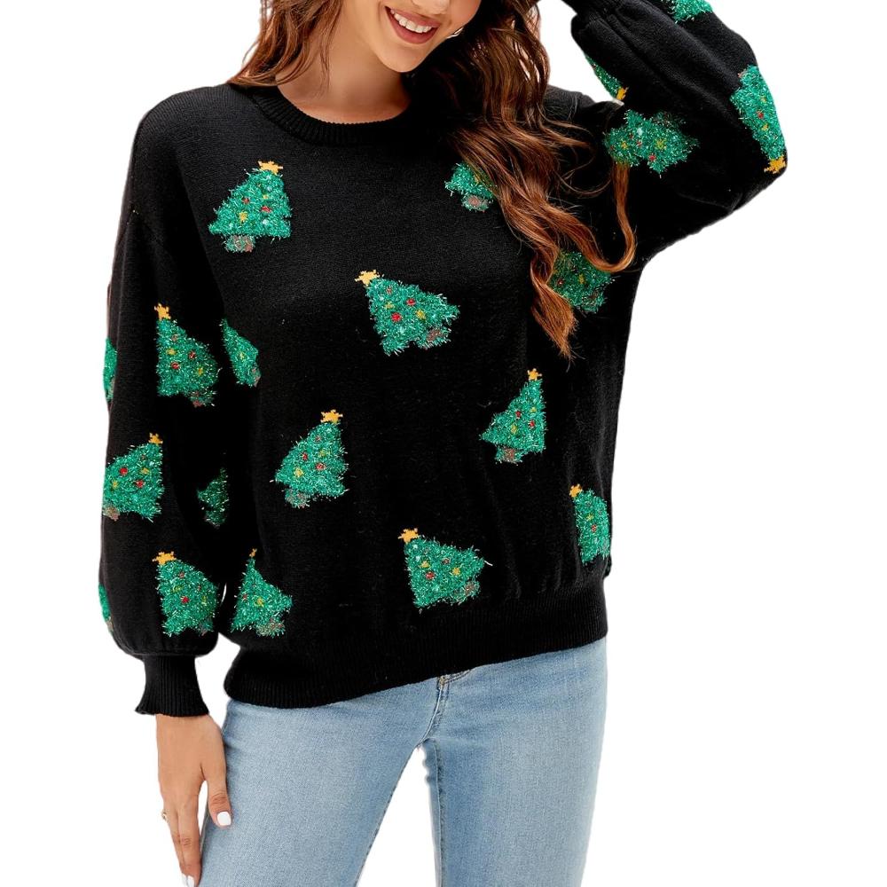 Cheerful Knitted Sweater With A Christmas Holiday Theme-Cozy Knit Sets