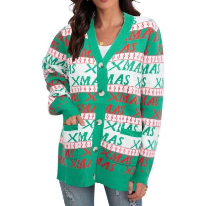 Christmas Cardigan With Snowflake And Festive Ornament Design-Cozy Knit Sets