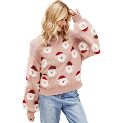 Cheerful Santa Knit Sweater For Holiday Celebrations-Cozy Knit Sets