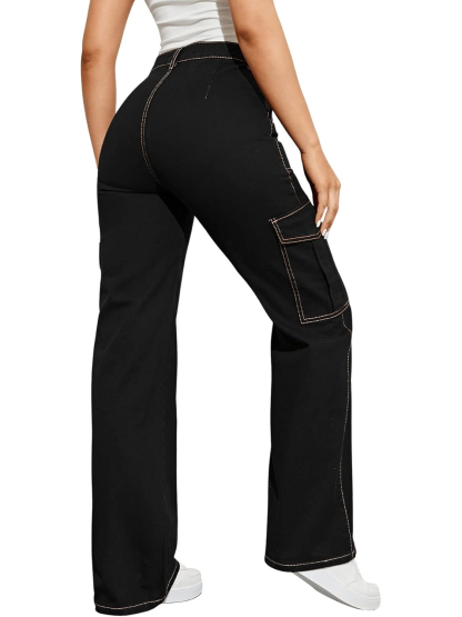 Casual Flap Pocket Denim Pant-Cozy Knit Sets