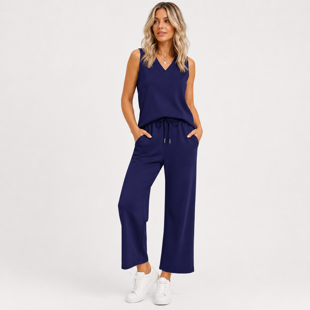 2 Piece Summer Outfits Matching Lounge Set Wide Leg Crop Pants For Women