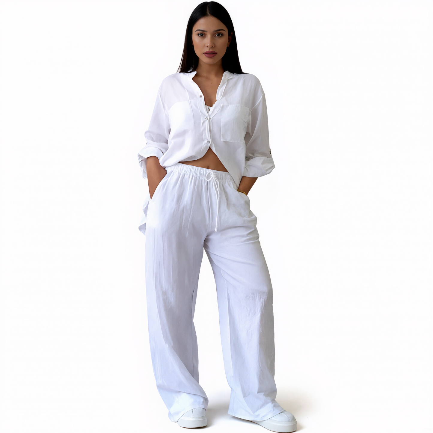 Women V Style Cotton and Linen Casual Suit
