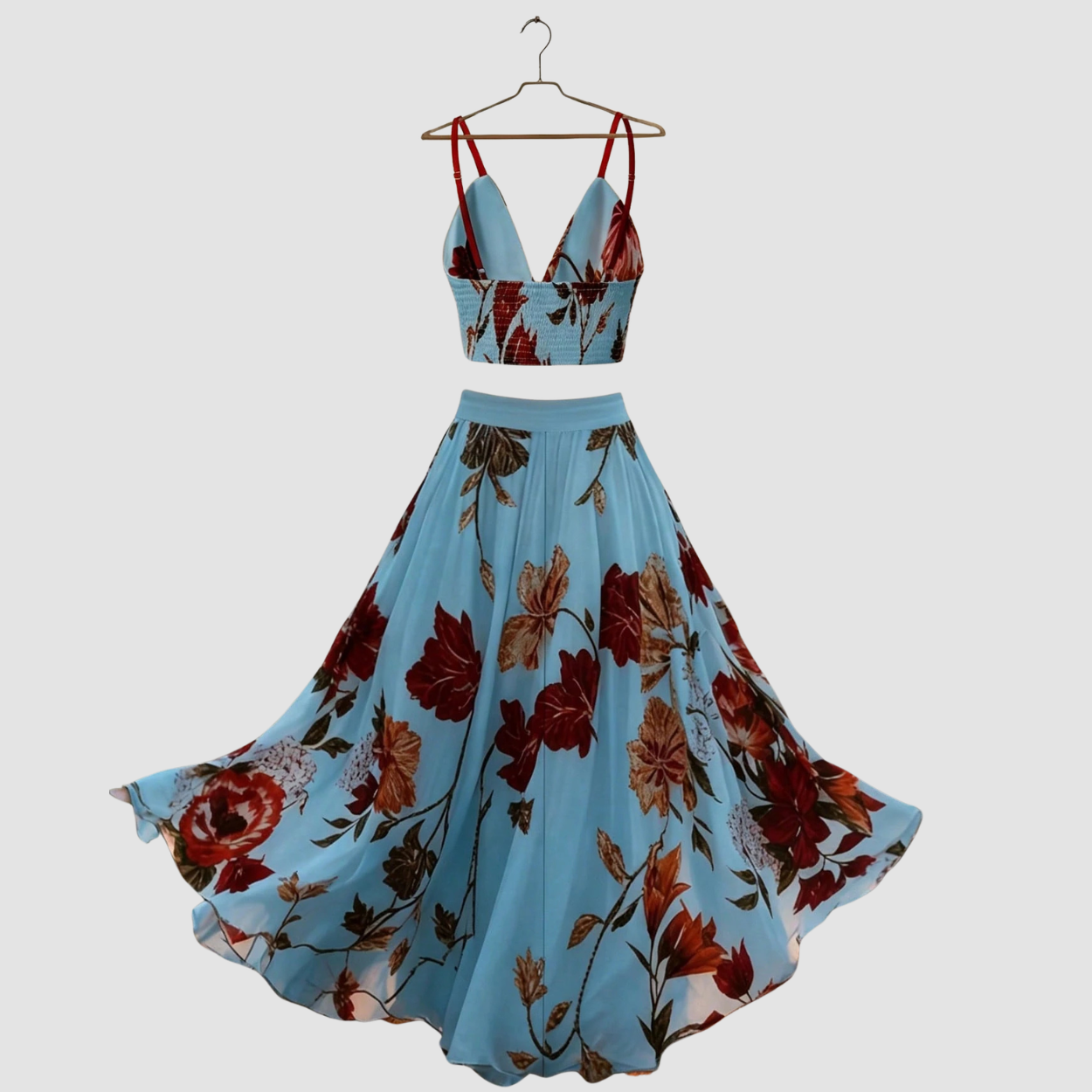 2 Piece Floral Camisole And Mini Skirt For Women