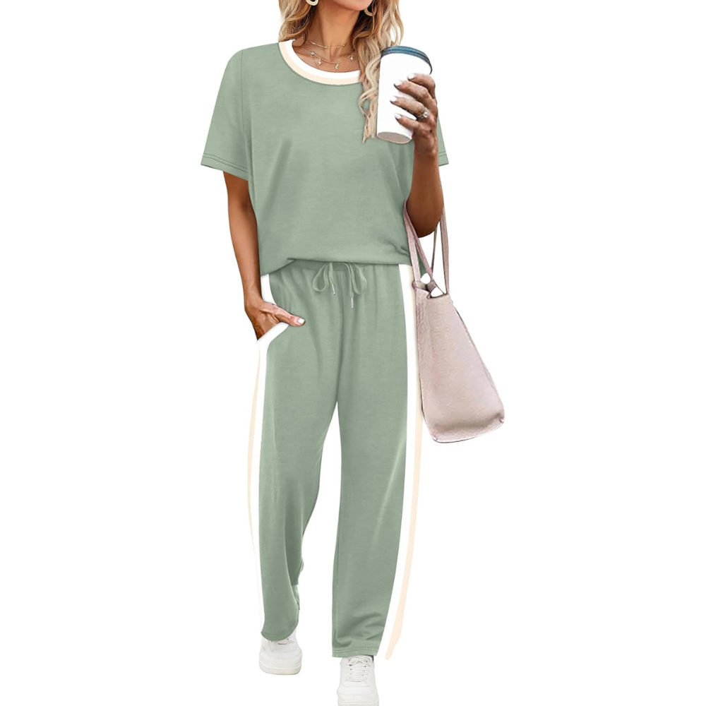 Two Piece Summer Lounge Set With Pocket Pants