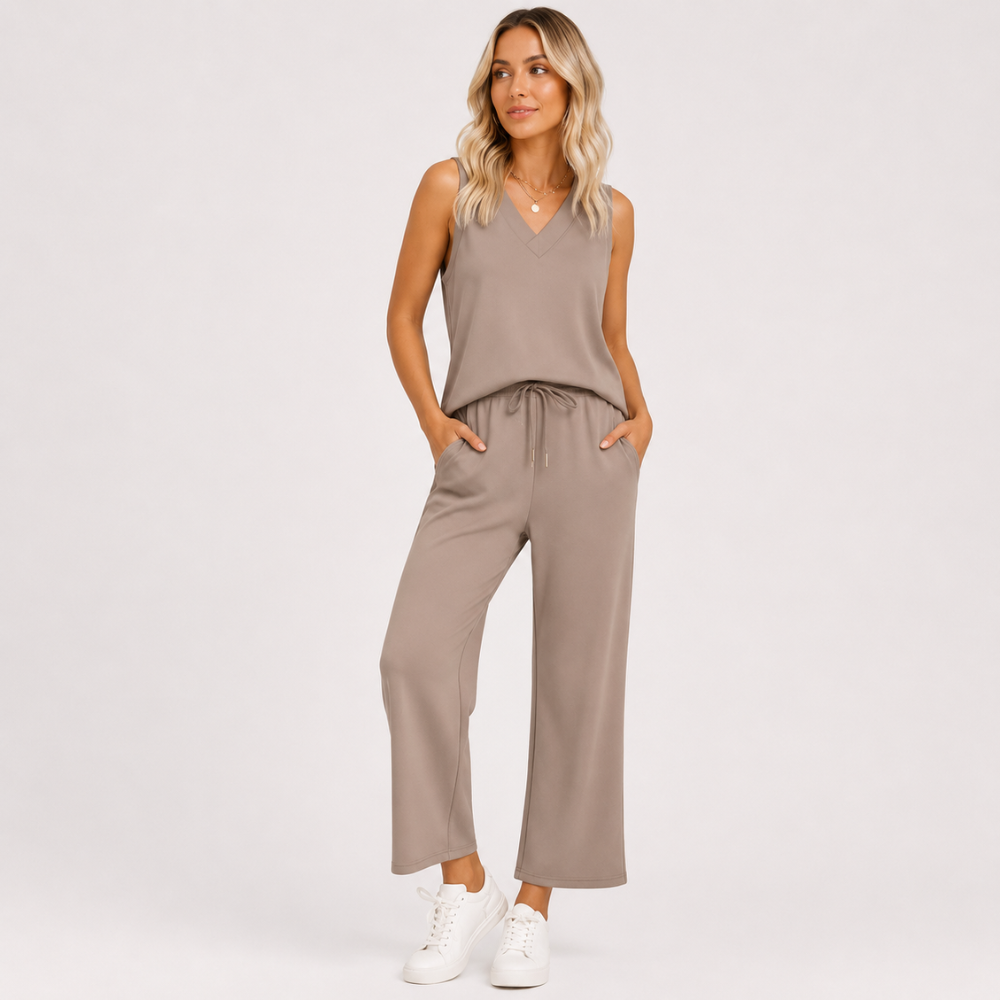 2 Piece Summer Outfits Matching Lounge Set Wide Leg Crop Pants For Women