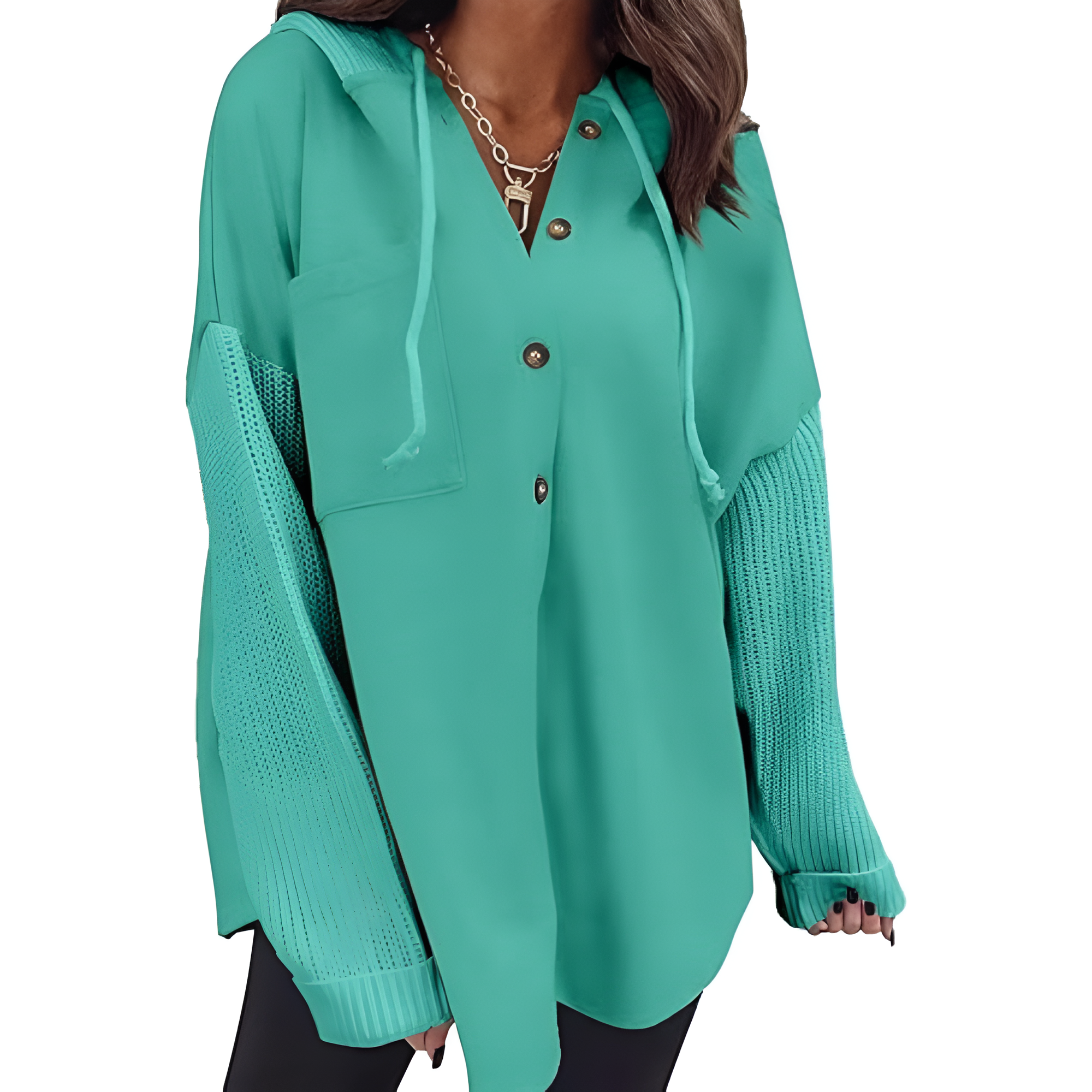 Oversized Button Style Hoodies With Loose Fit And Pocket For Women
