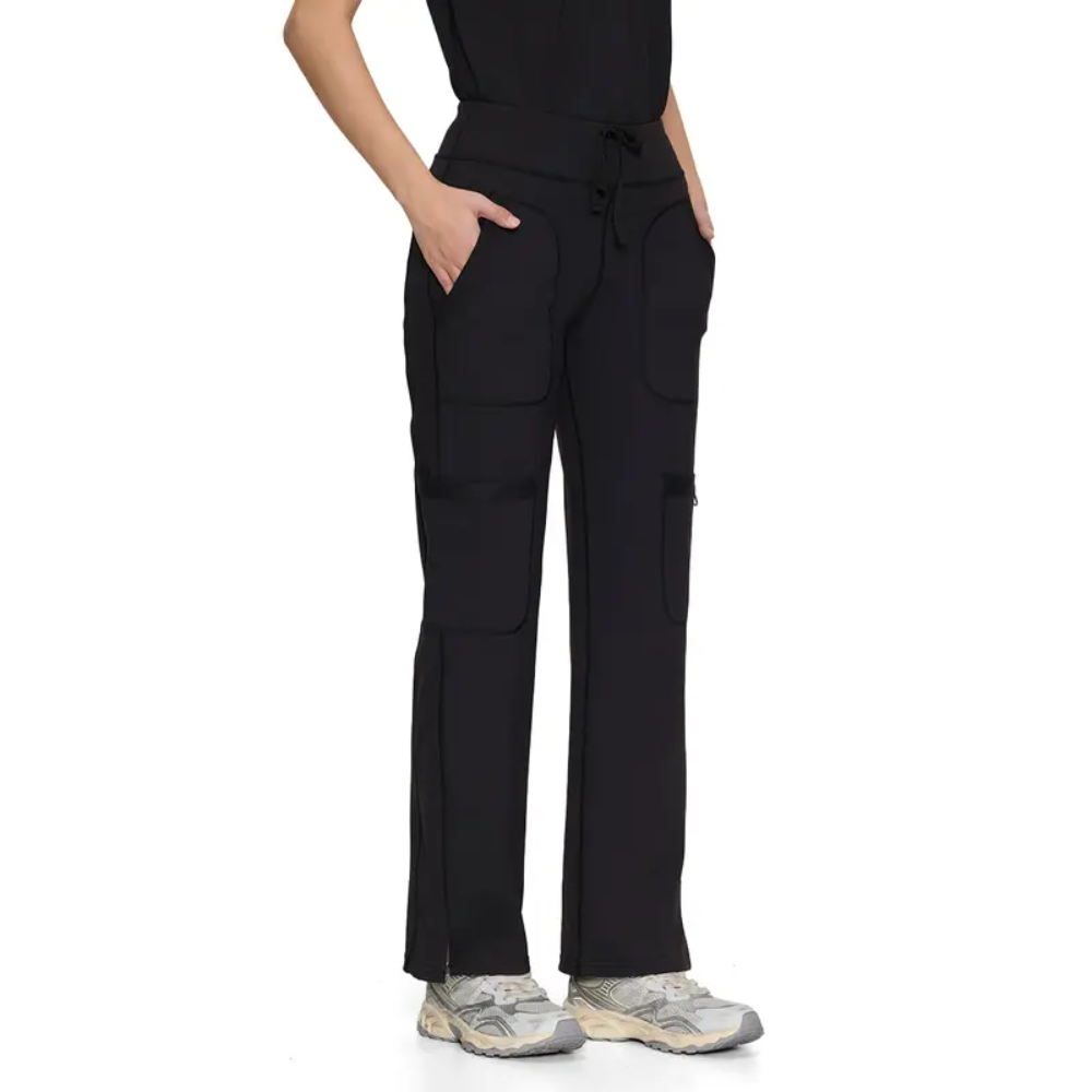 Workwear Yoga Scrub Set With Batwing Top And Straight Pants For Women