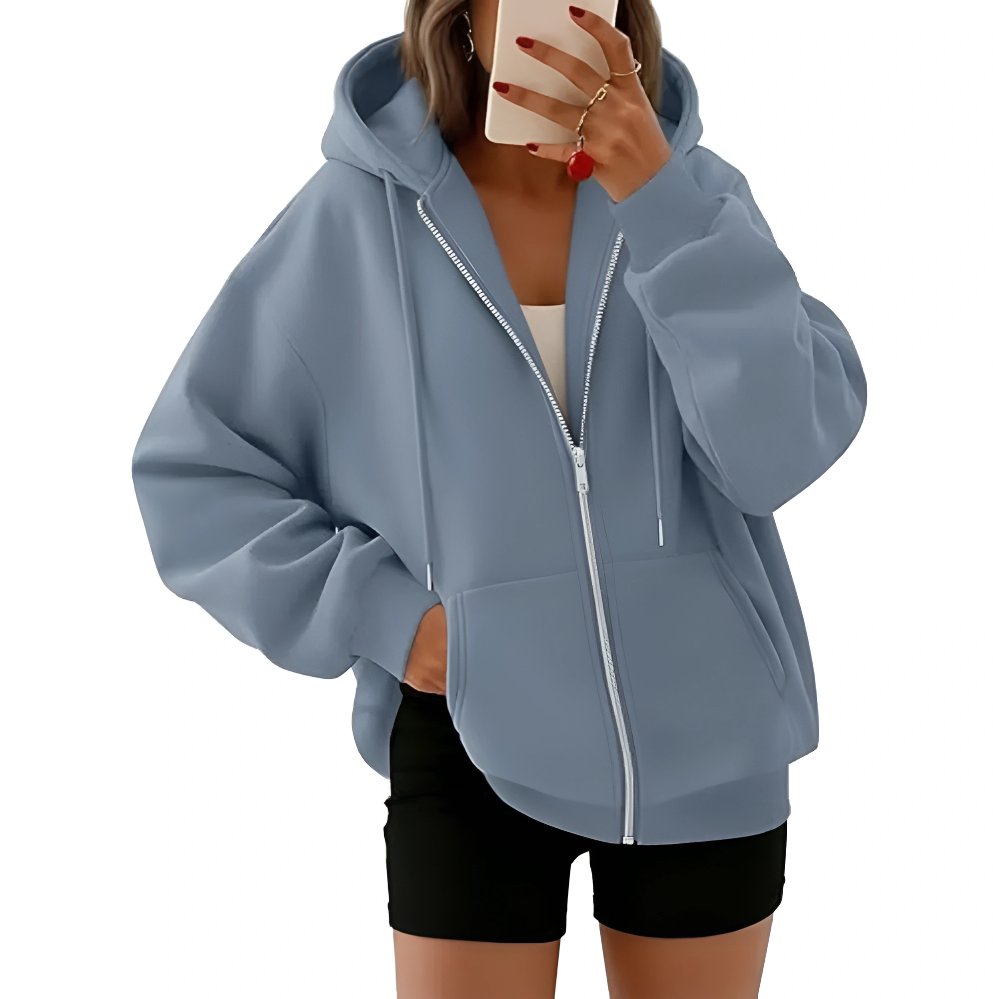 Oversized Zip Up Hoodies For Casual Everyday Wear For WomenOversized Zip Up Hoodies For Casual Everyday Wear For Women - Image 12