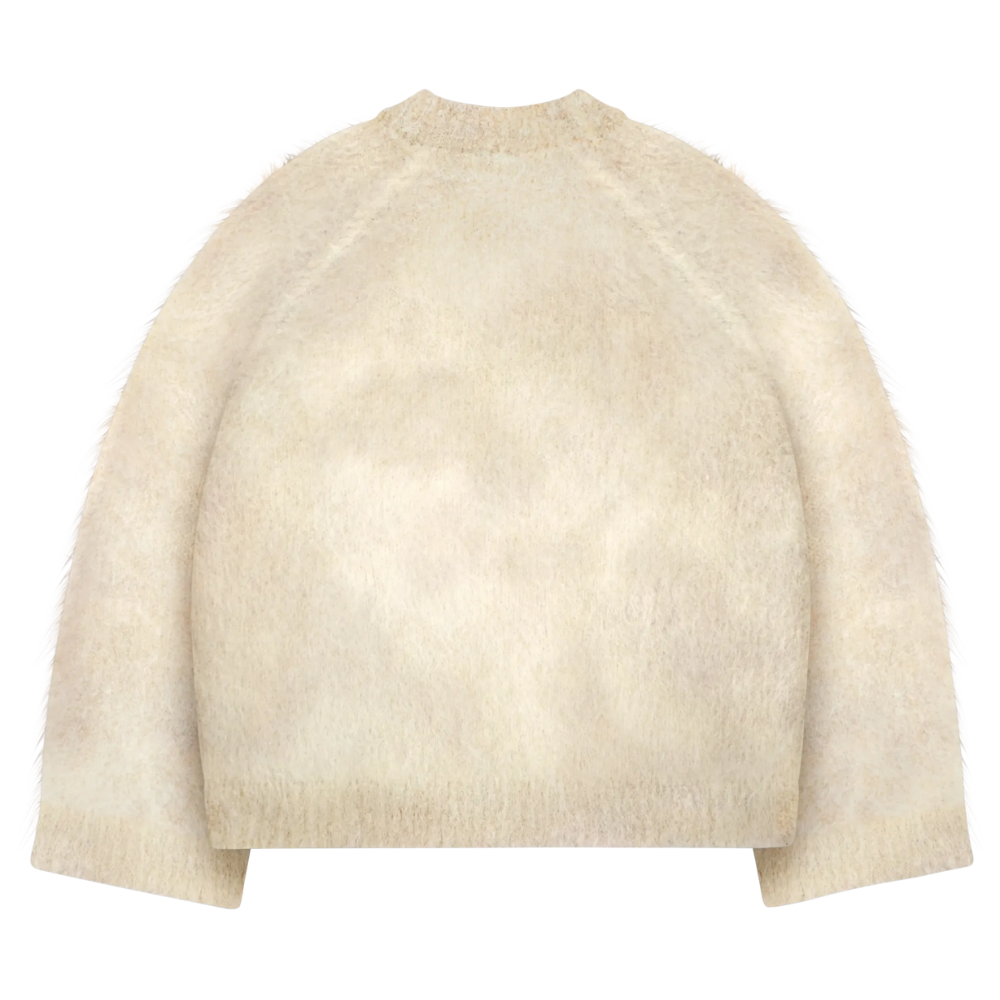 Soft Mohair Knit Sweater With Reversible Textures
