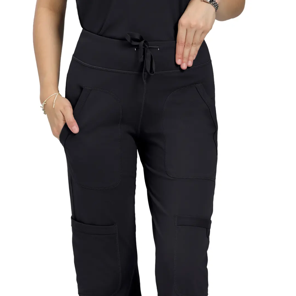 Workwear Yoga Scrub Set With Batwing Top And Straight Pants For Women