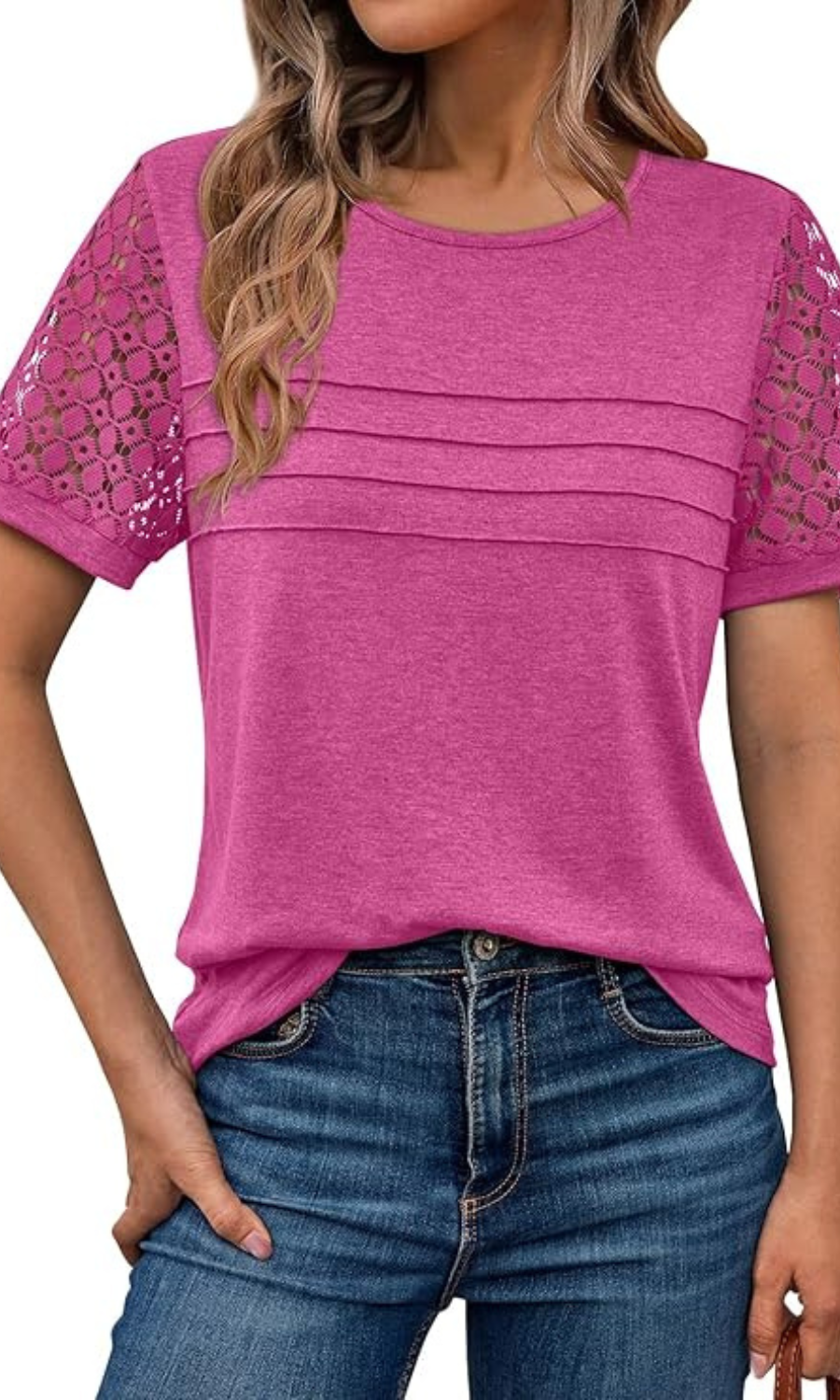 Lace Panel Casual Shirt With Soft Knit Material