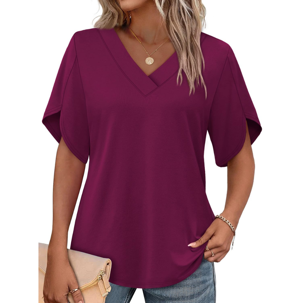 Summer Short Petal Sleeve T Shirts For Women