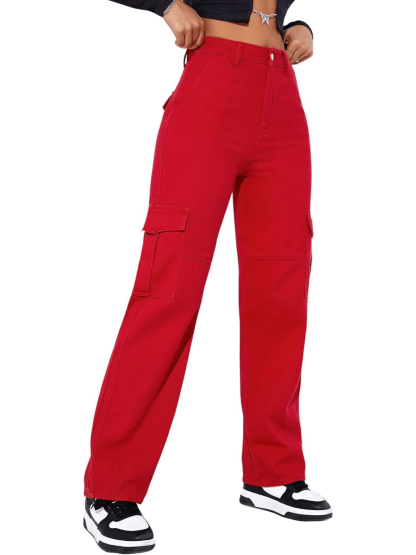 Casual Flap Pocket Denim Pant-Cozy Knit Sets