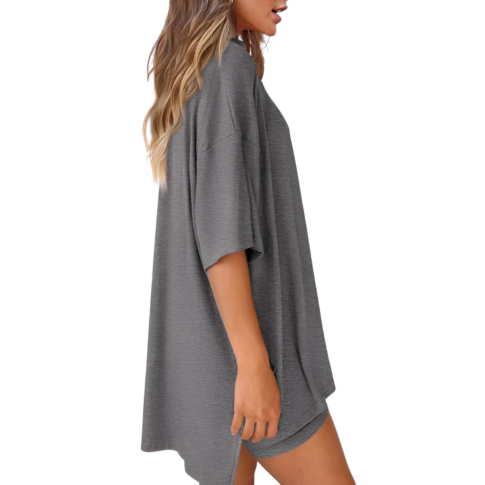Two Piece Lounge Sets For Women With Oversized T Shirt And Biker Shorts