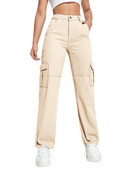 Casual Flap Pocket Denim Pant-Cozy Knit Sets