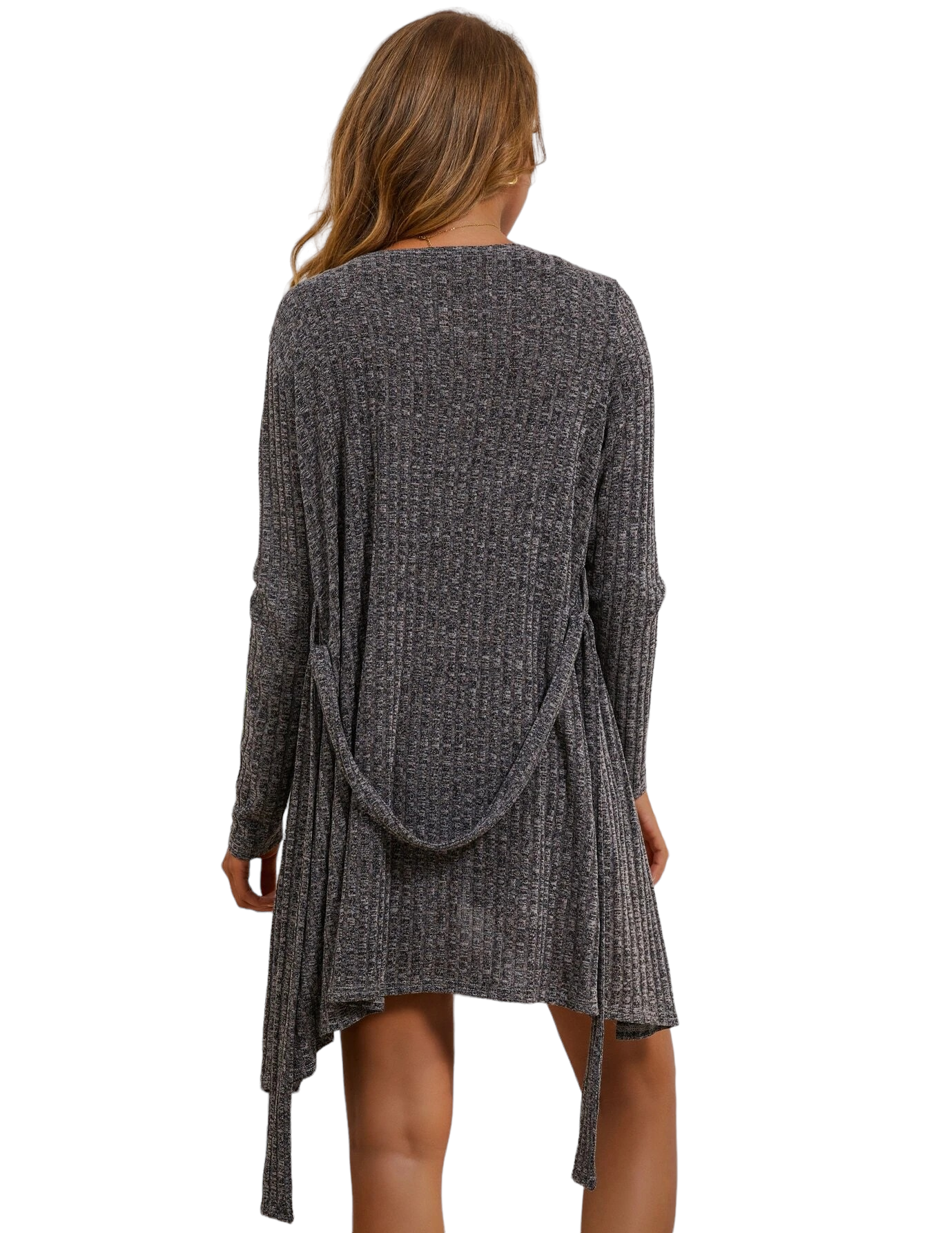 Ribbed Belted Cami Lounge Set And Robe-Cozy Knit Sets