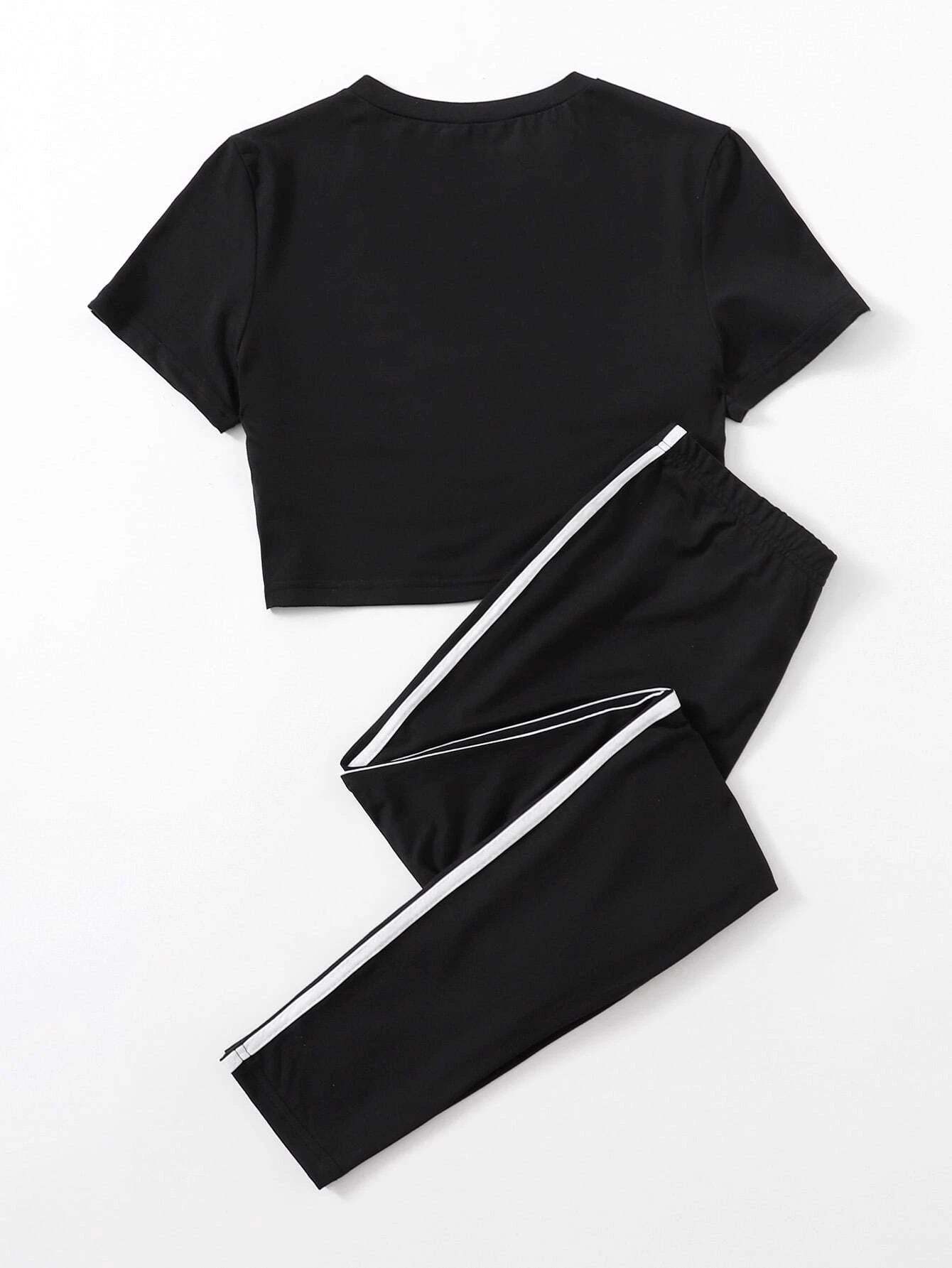 Striped Side Lounge Set-Cozy Knit Sets