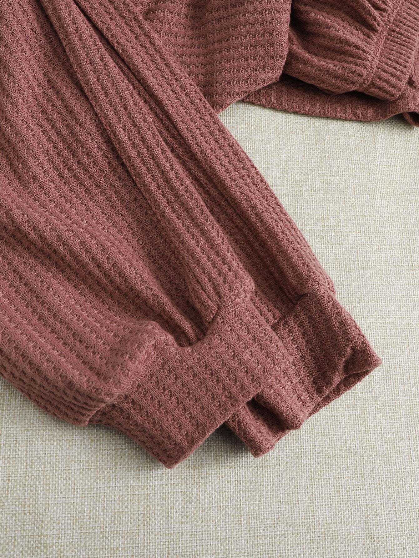 Solid Knit Top And Pants Lounge Set-Cozy Knit Sets