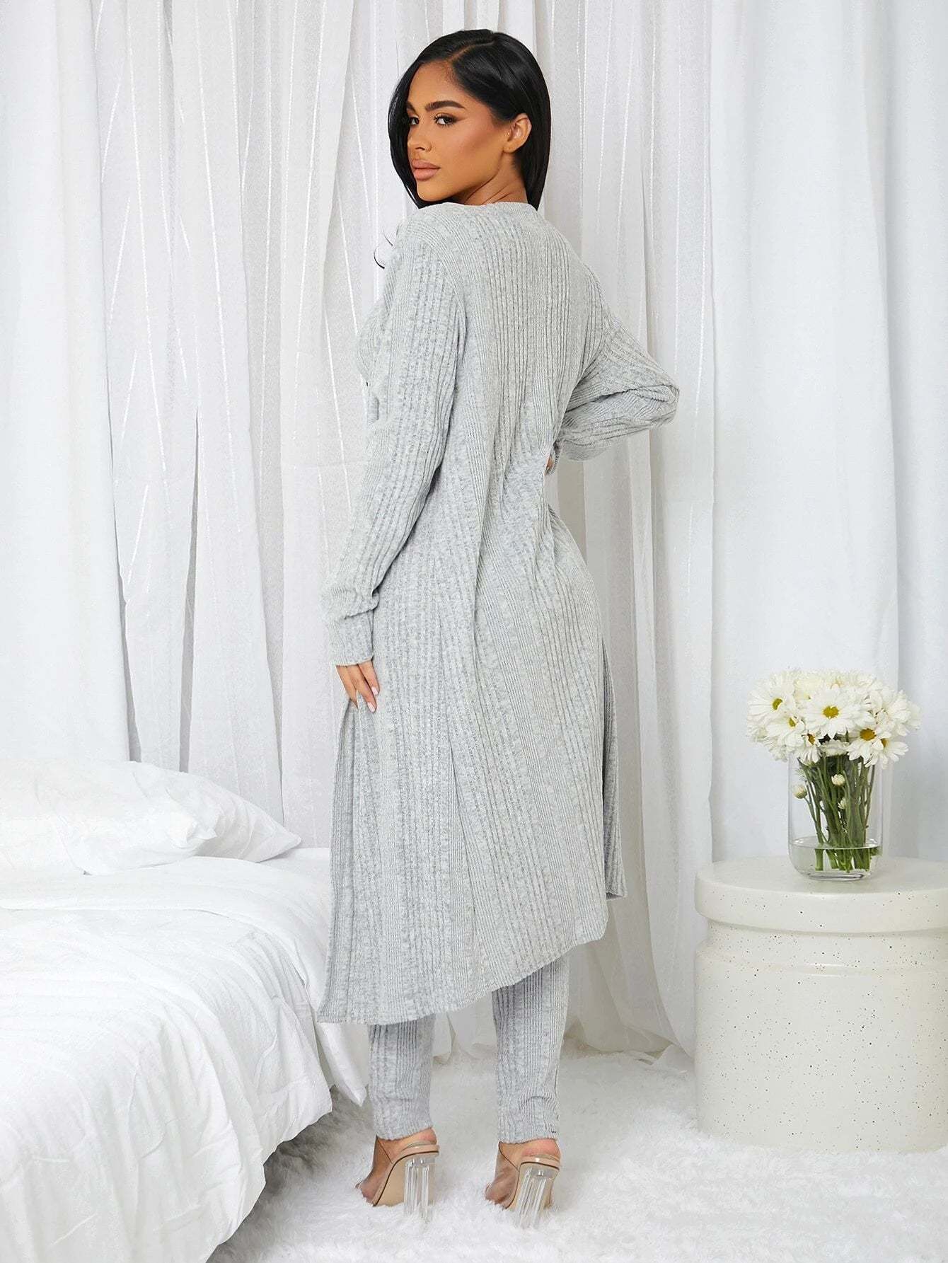 3 Pieces Ribbed Knit Lounge Set-Cozy Knit Sets