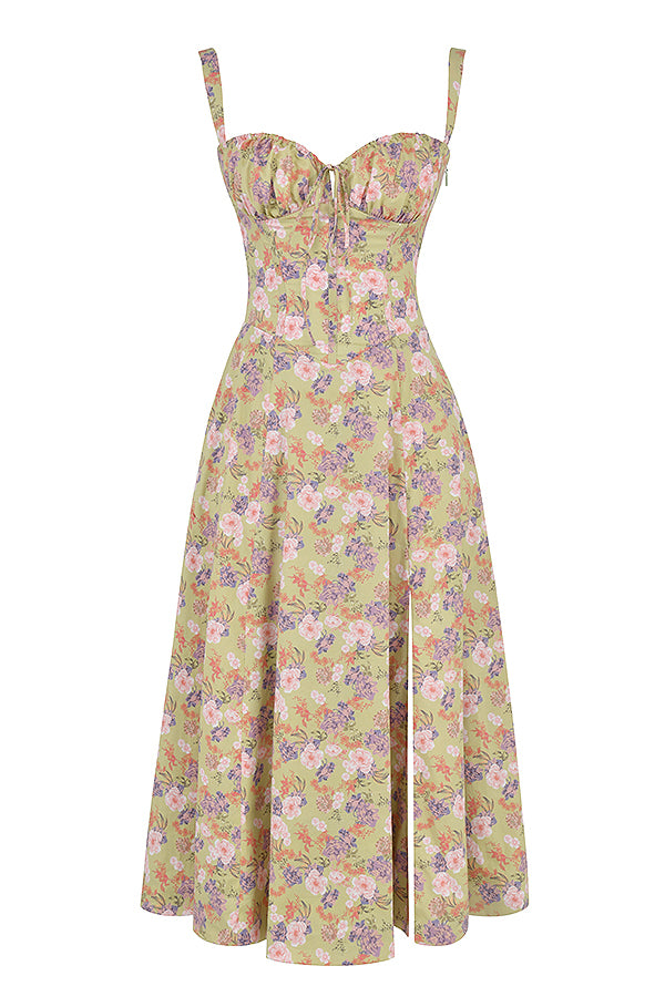 Floral Bustier Midriff Design Shaper Dress-Cozy Knit Sets