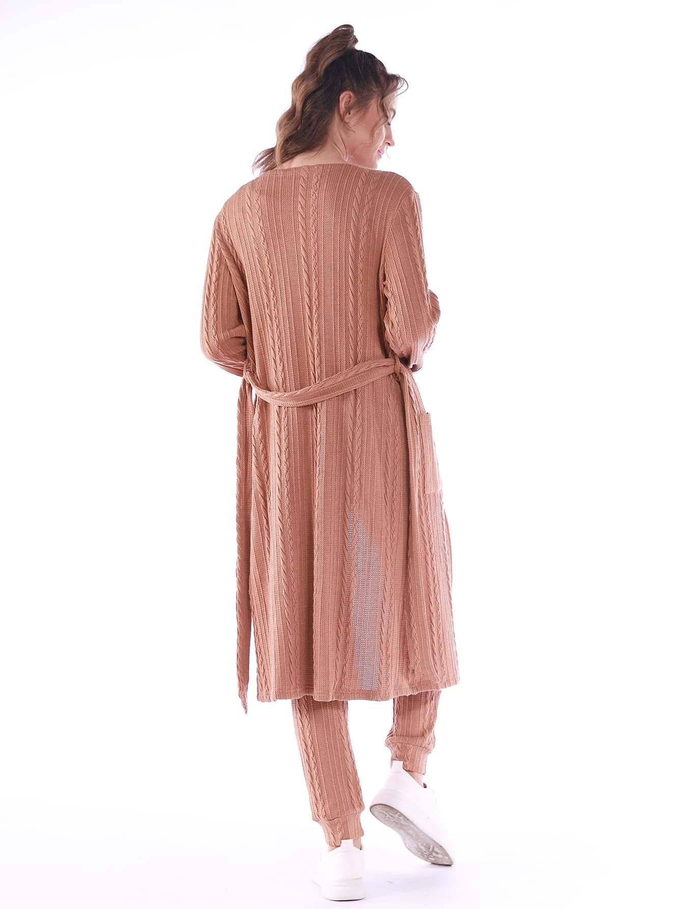 3 Pieces Solid Lounge Set-Cozy Knit Sets