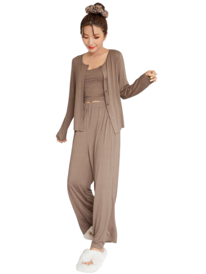 3 Pieces Solid Lounge Set-Cozy Knit Sets