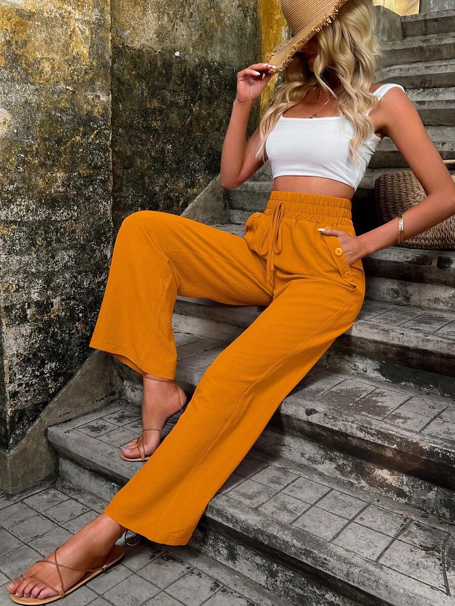 Solid Color Slant Pocket Wide Length Pants-Cozy Knit Sets