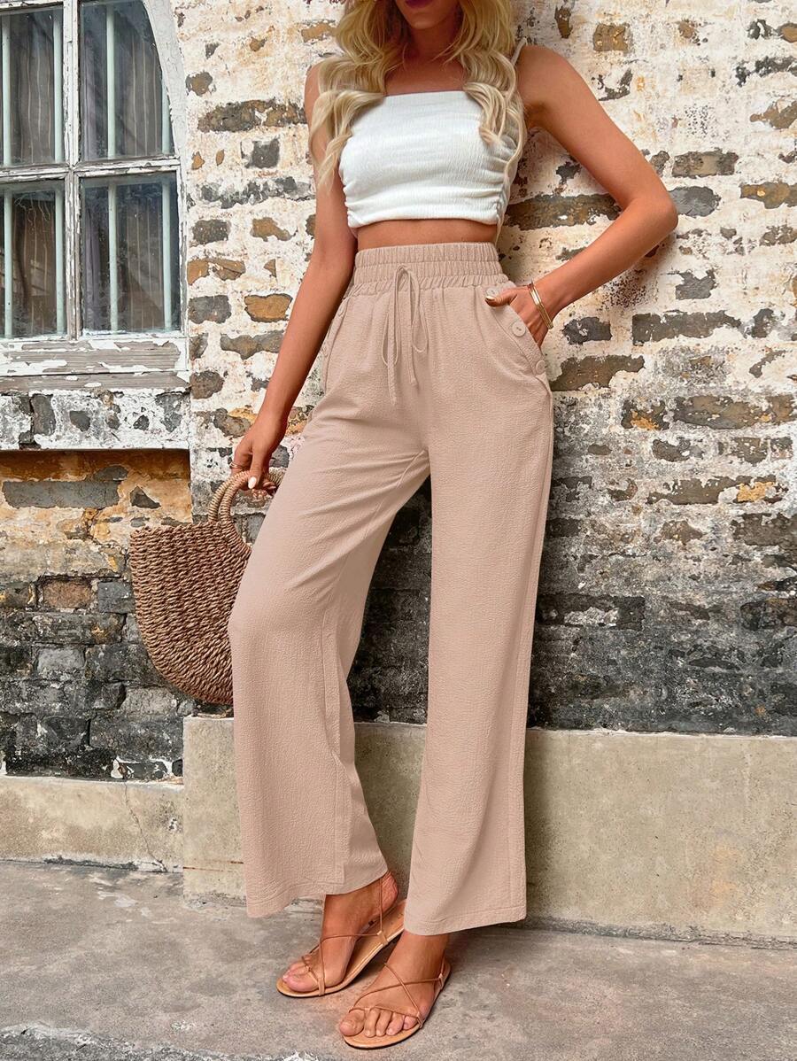Solid Color Slant Pocket Wide Length Pants-Cozy Knit Sets
