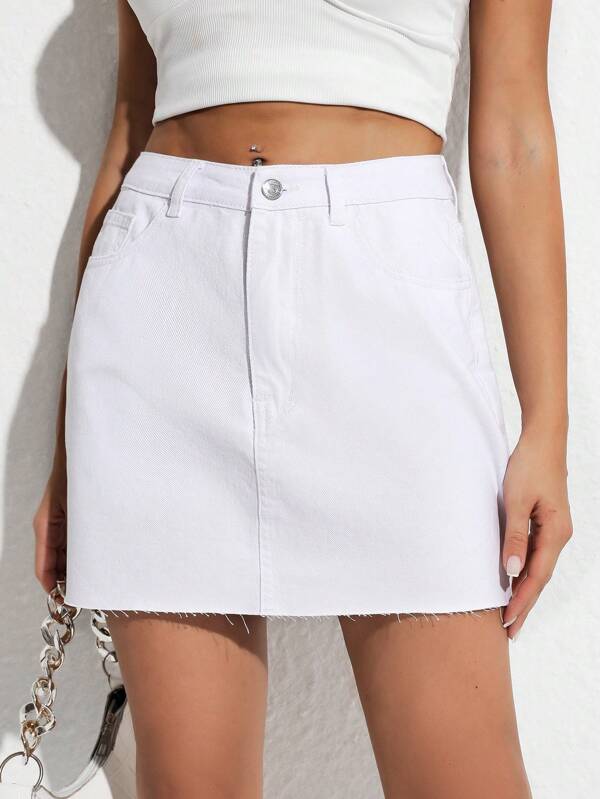 Plain Denim Skirt-Cozy Knit Sets