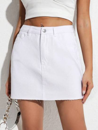 Plain Denim Skirt-Cozy Knit Sets